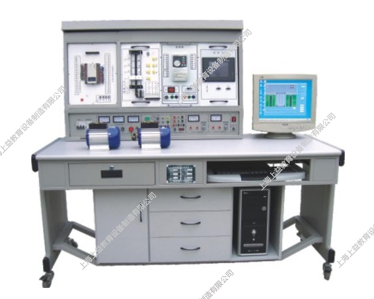 SYPLC-104C網(wǎng)絡(luò)型PLC可編程控制器/變頻調(diào)速/電氣控制及微機接口綜合實驗裝置（PLC、變頻器、觸摸屏、電氣控制、微機接口）